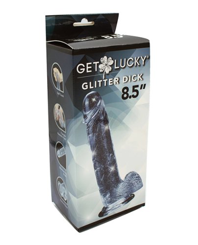 Get Lucky 8.5\" Real Skin Glitter Dick - Clear