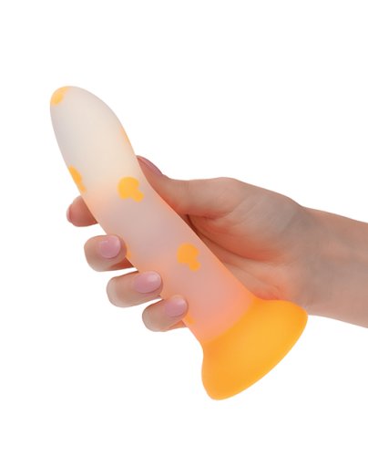 Glow Stick Mushroom Suction Cup Glow-in-the-Dark Dildo - Orange