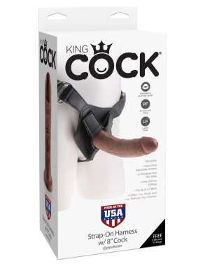 KING COCK STRAP ON HARNESS W/ 8 IN COCK BROWN