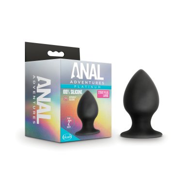 ANAL ADVENTURES PLATINUM SILICONE ANAL STOUT PLUG LARGE BLACK