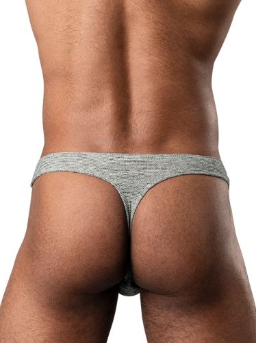 RIBBED & READY THONG GREY S/M