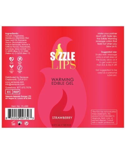 Sizzle Lips Warming Gel - 4.2 oz Bottle Strawberry