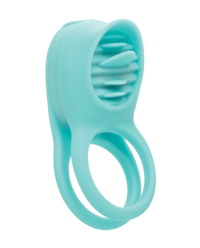 Couple\'s Enhancers Silicone Rechargeable French Kiss Enhancer - Teal