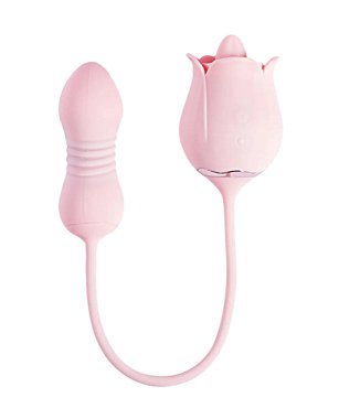 Fiona Plus Rose Clit Licking Stimulator & Thrusting Egg - Pink