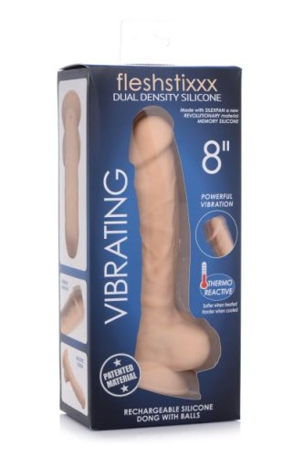 FLESHSTIXXX 8IN VIBRATING DILDO W/ BALLS LIGHT