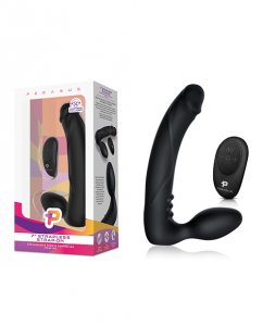 Pegasus 7" Strapless Strap On Rechargeable w/Remote Control - Black