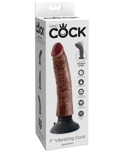 King Cock 7\" Vibrating Cock - Brown