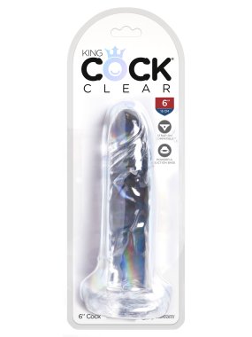 KING COCK CLEAR 6 IN COCK W/O BALLS