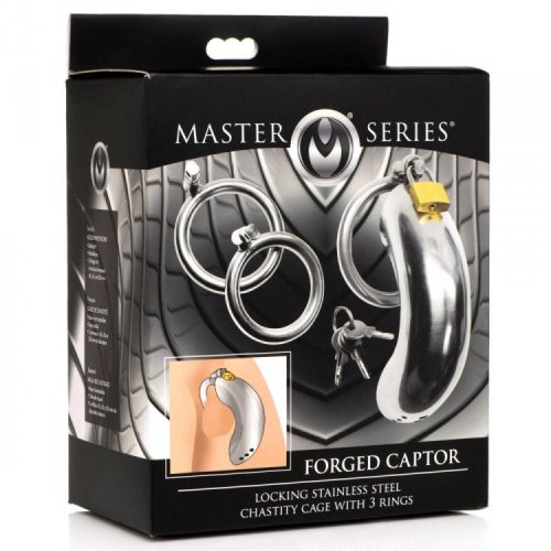 Locking Stainless Chastity Cage 3 rings