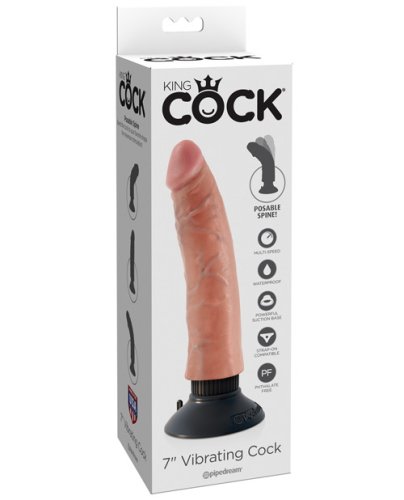 King Cock 7\" Vibrating Cock - Flesh