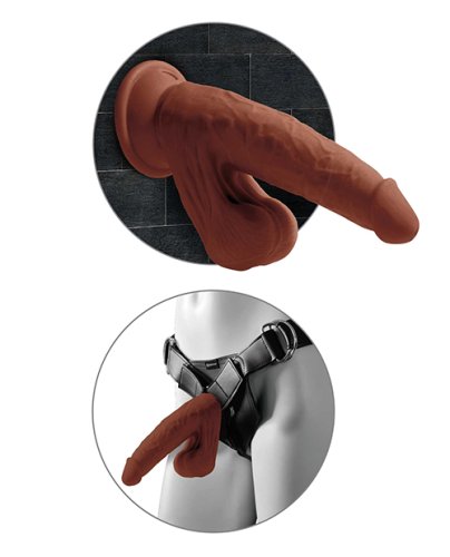 King Cock Plus 8\" Triple Density Cock w/Swinging Balls - Brown