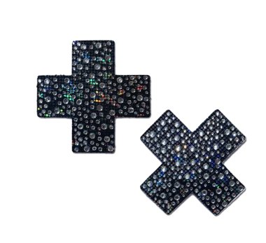 Plus X Crystal Cross Pasties - Black *