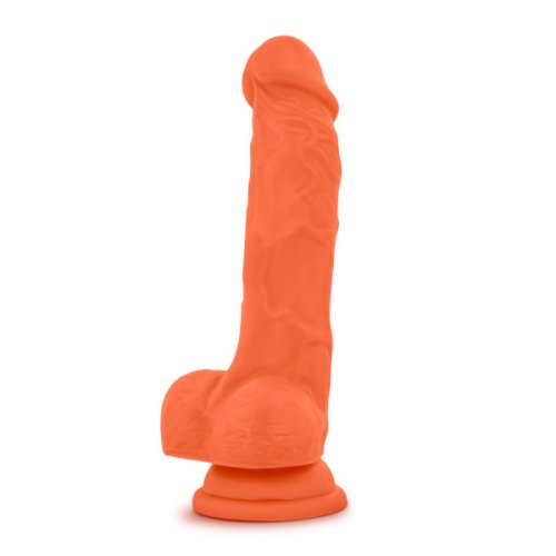 NEO ELITE 7.5IN SILICONE DUAL DENSITY COCK W/ BALLS NEON ORANGE