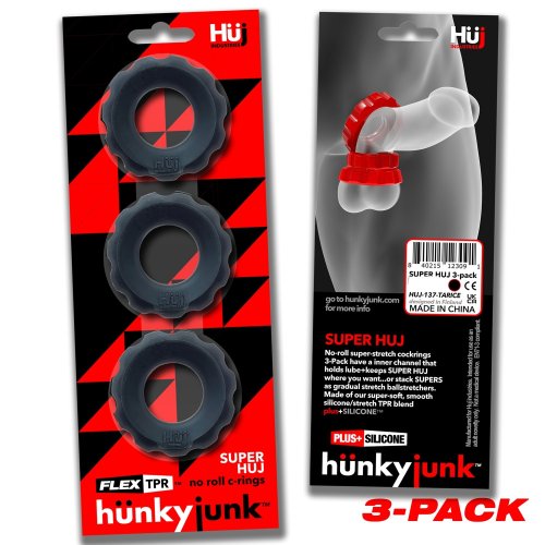 SUPER HUJ 3PK COCK RINGS TAR ICE (NET)