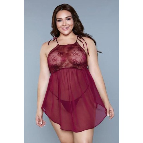 Alana boxed Chemise - Burgundy - 1X *