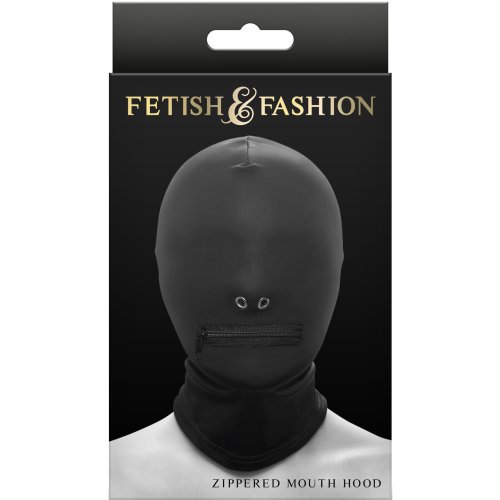 FETISH & FANTASY ZIPPERED MOUTH HOOD BLACK