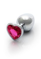 HEART GEM BUTT PLUG MEDIUM SILVER RUBELLITE PINK