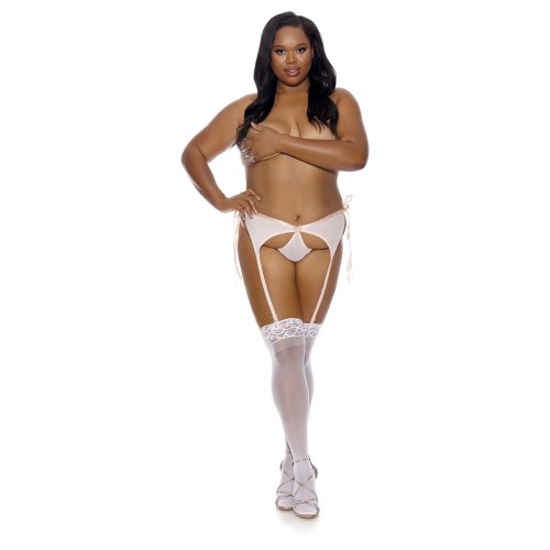BARELY BARE ALL-IN-ONE GARTER & PANTY PEACH Q/S