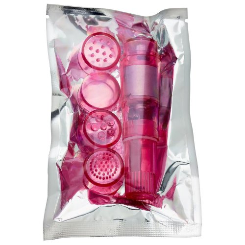 (BULK) CLOUD 9 NOVELTIES MINI MASSAGER POCKET ROCKET PINK W/ 4 ATTACHMENTS