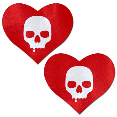 Love Sullen Skull Red Heart Pasties *