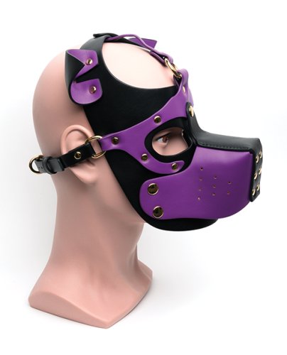 665 Bondage Pup Hood - O/S Black/Purple