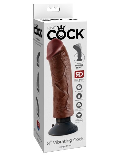 KING COCK 8 IN COCK BROWN VIBRATING