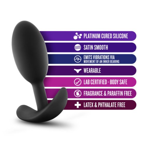 ANAL ADVENTURES PLATINUM SILICONE VIBRA SLIM PLUG MEDIUM BLACK