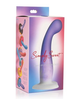Curve Toys Simply Sweet 7" Slim G Spot Silicone Dildo - Purple/White