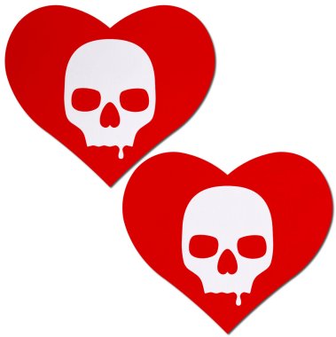 PASTEASE SULLEN SKULL RED HEARTS