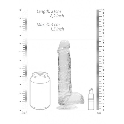 8\" Realistic Dildo With Balls - Transpar