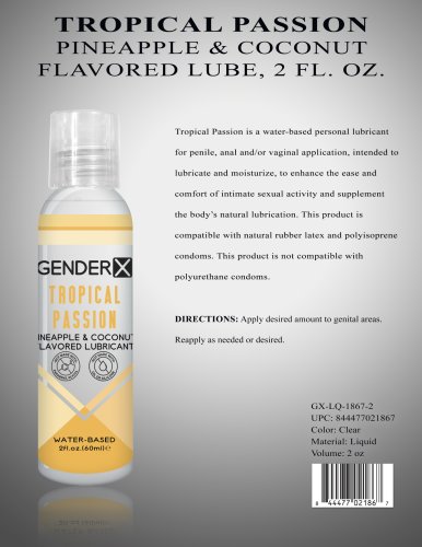 GENDER X TROPICAL PASSION LUBE FLAVORED 2 OZ