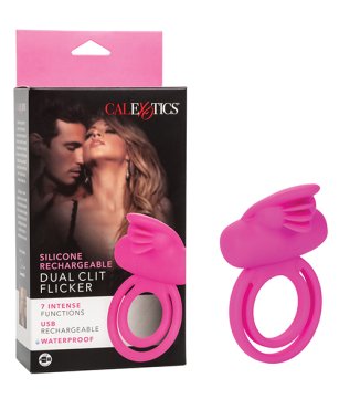 Silicone Rechargeable Dual Clit Flicker Enhancer - Pink