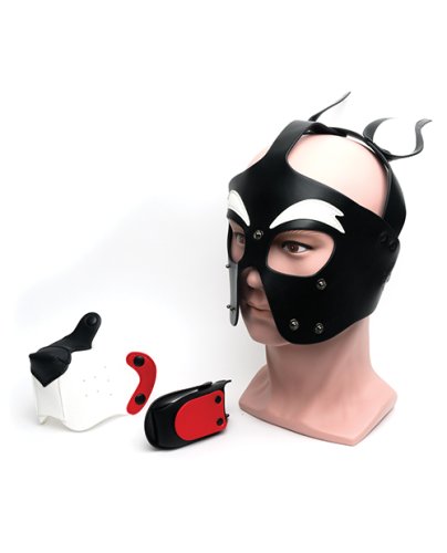 665 Playful Pup Hood - O/S Black/Red/White