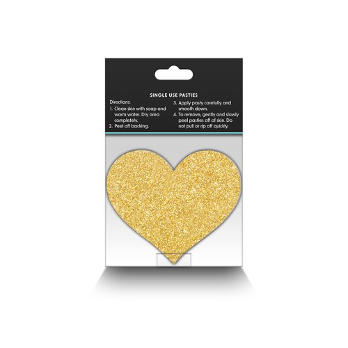 PRETTY PASTIES GLITTER HEARTS BLACK/GOLD 2 PAIR