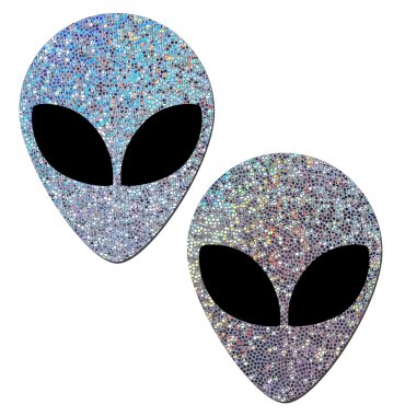 PASTEASE SILVER GLITTER ALIEN W/ BLACK EYES