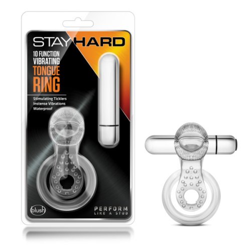 STAY HARD 10 FUNCTION TONGUE RING VIBRATING CLEAR