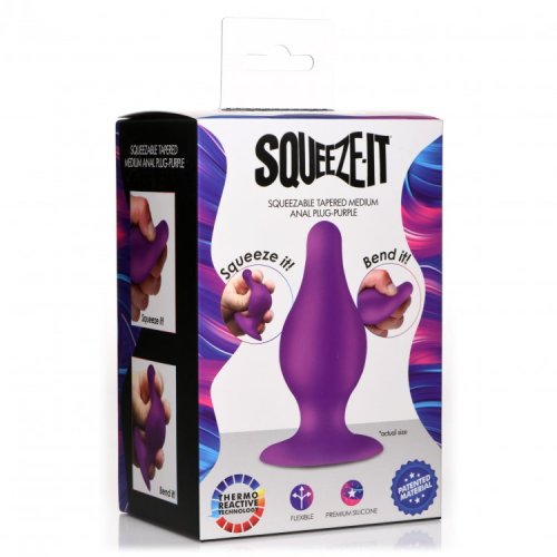 Squeezable Tapered Med Anal Plug - Purp