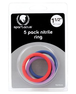 Spartacus 1.5" Nitrile Cock Ring Set - Asst. Colors Pack of 5