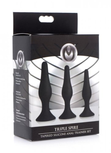 MASTER SERIES TRIPLE SPIRE TAPERED SILICONE ANAL TRAINER 3PC SET