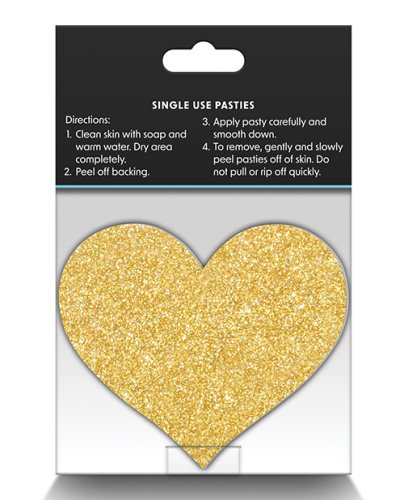 Pretty Pasties Glitter Hearts Black/Gold - 2 Pair