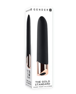 Gender X The Gold Standard Rechargeable Silicone Bullet - Black/Rose Gold