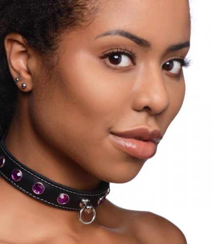 Royal Vixen Leather Choker Rhinestones