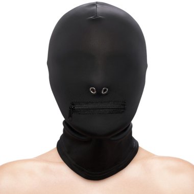 FETISH & FANTASY ZIPPERED MOUTH HOOD BLACK