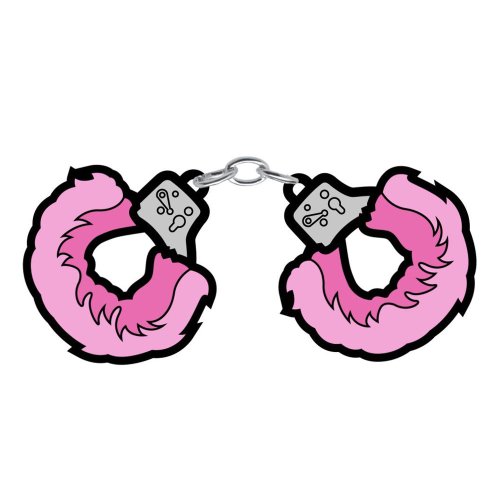 Enamel Pin: Fuzzy Handcuffs - Large Pink