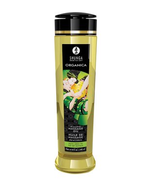 Shunga Organic Kissable Massage Oil - 8 oz Exotic Green Tea