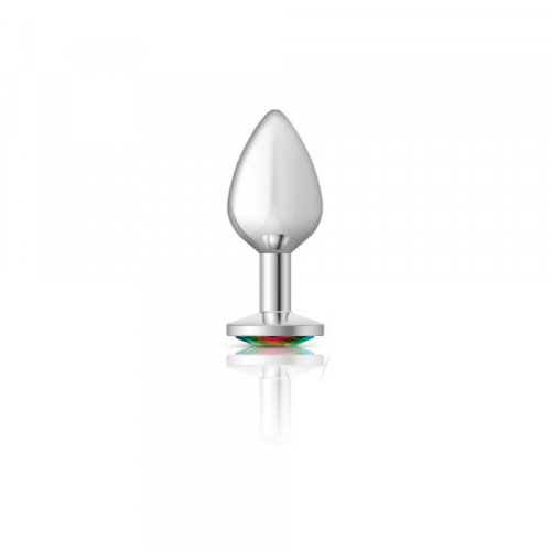 Silver Metal Plug - Round-Rainbow-Med