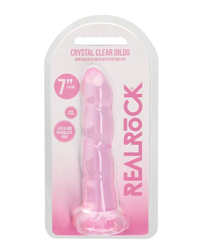 Shots RealRock Crystal Clear Non Realistic 7\" Dildo - Pink