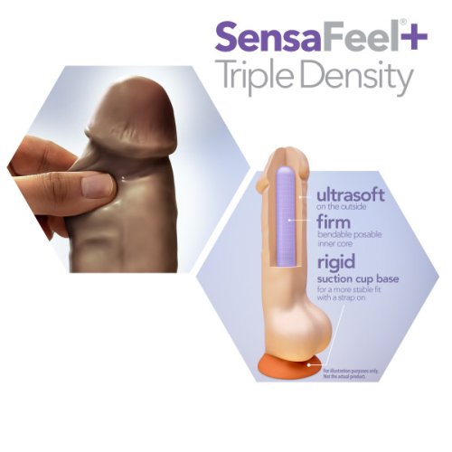 DR SKIN PLUS 8IN POSABLE DILDO W/ BALLS CHOCOLATE