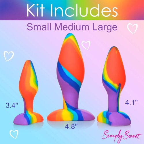 SIMPLY SWEET RAINBOW SILICONE BUTT PLUG SET