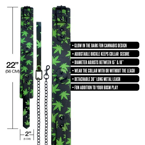 STONER VIBES COLLAR/LEASH GLOW IN THE DARK CHRONIC COLLECTION